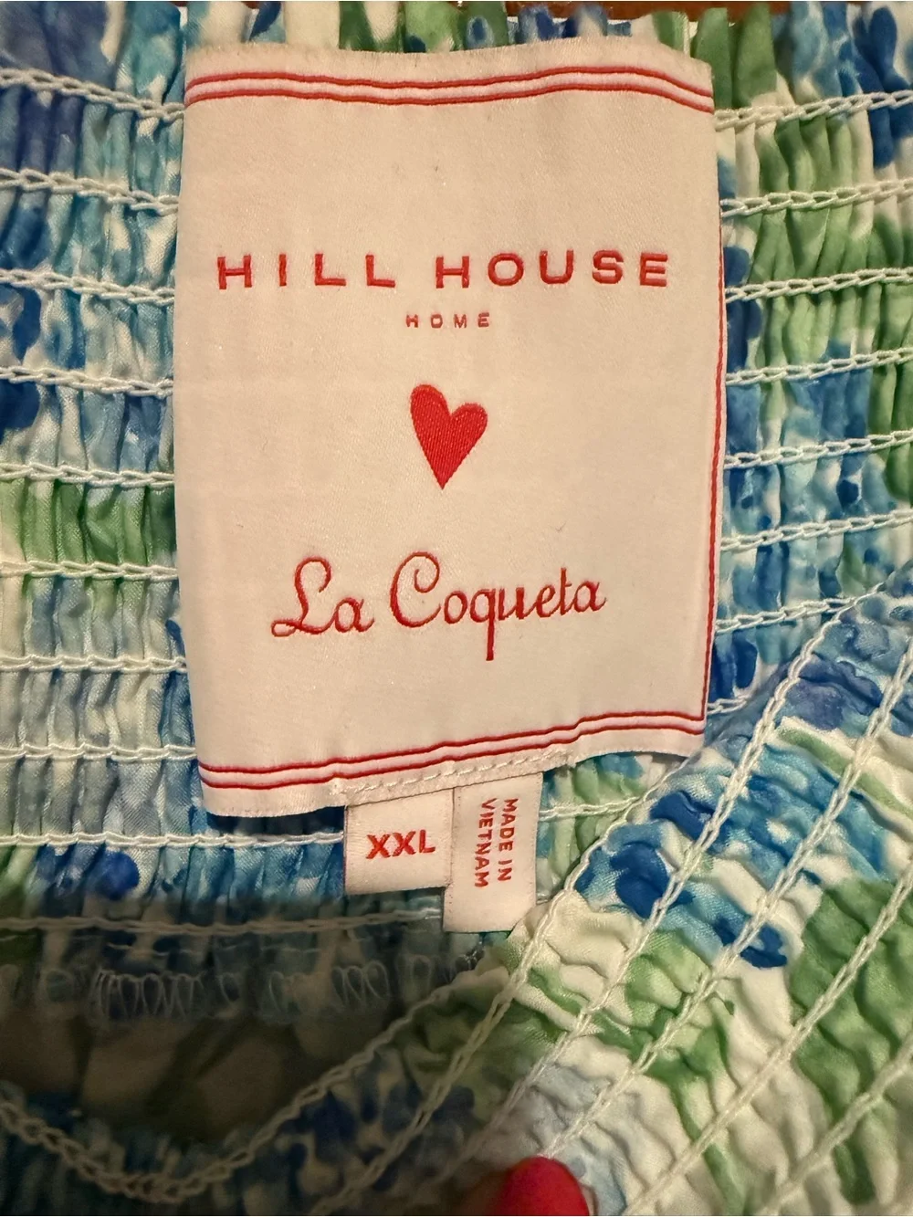 Hill House Home Blue and Green Smocked Waist Maxi